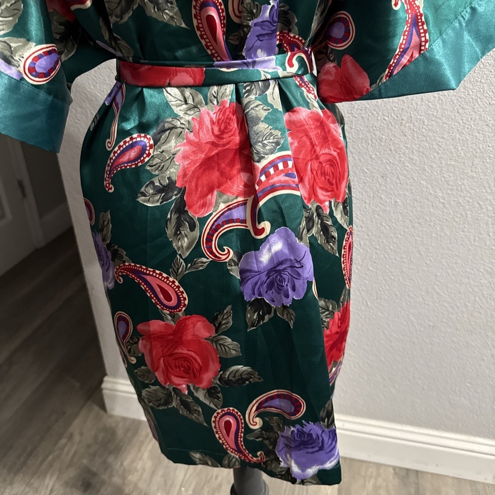 Fantasies By Morgan Taylor Floral Paisley Robe Kimono One Size - Picture 5 of 5